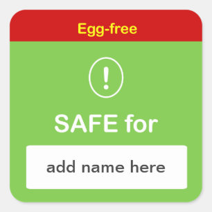 e4 - SAFE FOOD LABEL with Custom Name ~ EGG-FREE.