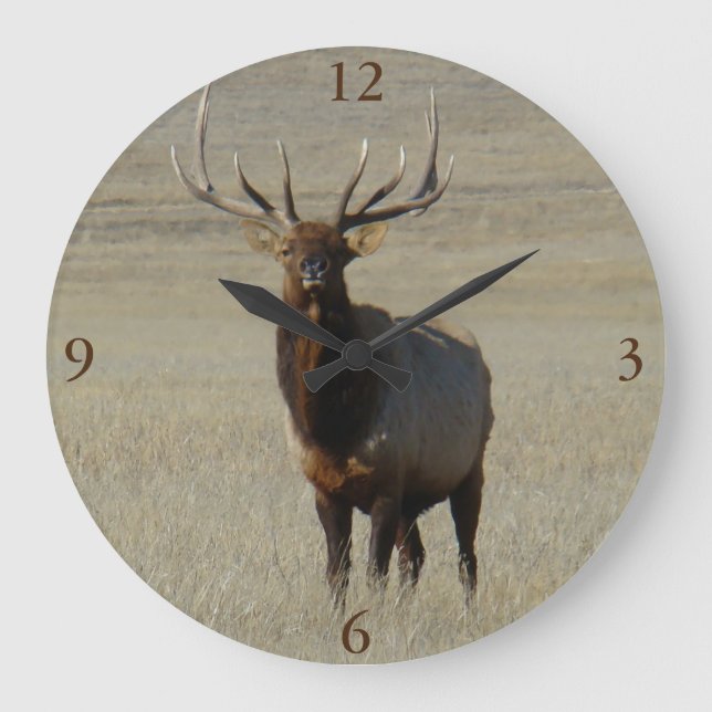 E59 Bull Elk Big Bull Large Clock (Front)