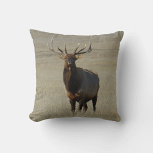 E59 Bull Elk Throw Pillow