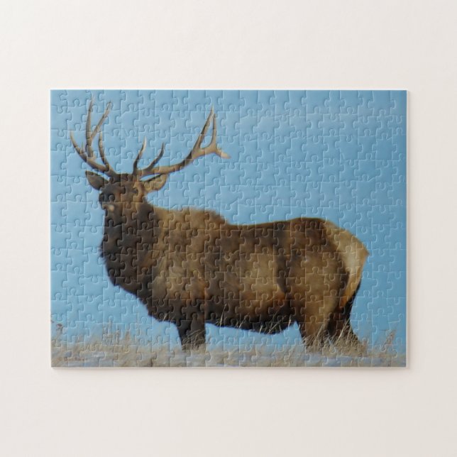 E62 Bull Elk Sky Lined puzzle. Jigsaw Puzzle (Horizontal)