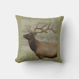 E8 Bull Elk in Velvet Head and Shoulders Throw Pillow
