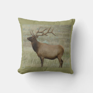 E8 Bull Elk in Velvet Throw Pillow