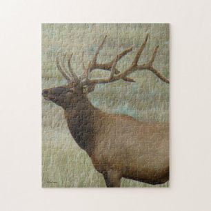 E9 Bull Elk in Velvet Jigsaw Puzzle