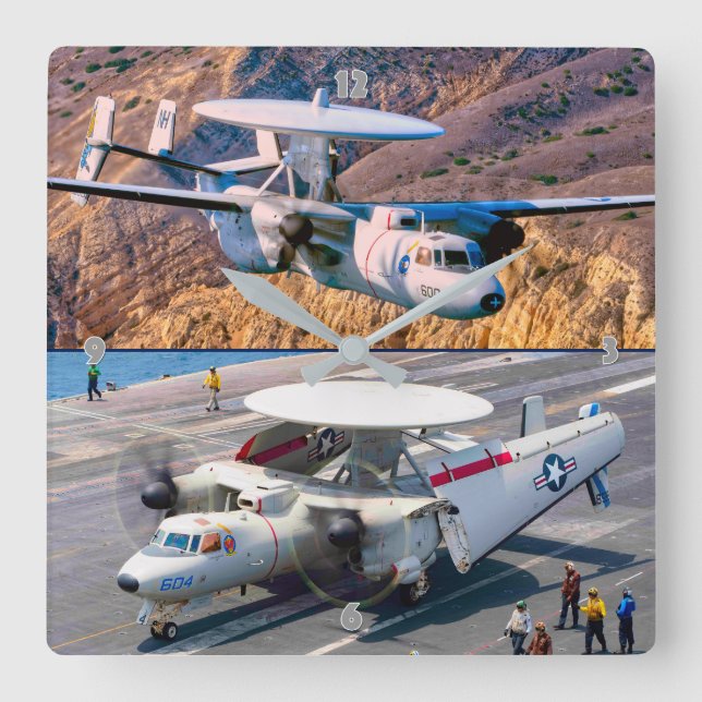 E-2 HAWKEYE SQUARE WALL CLOCK (Front)