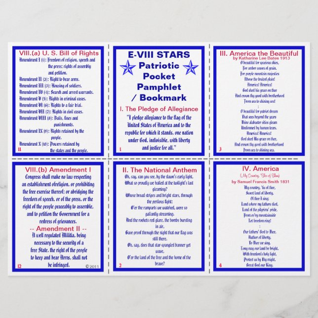 E-8** Patriotic Pocket Pamphlet / Bookmark (Front)