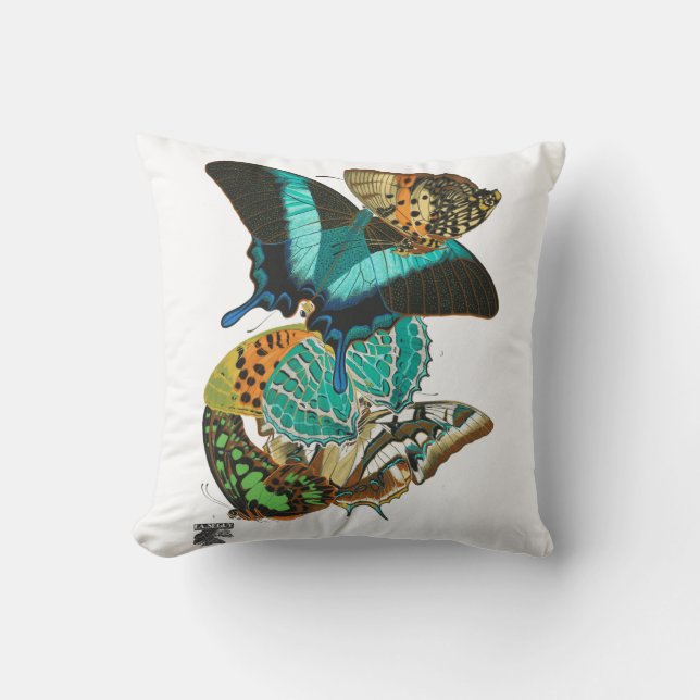 E.A. Séguy Vintage Butterflies Illustration Throw Pillow (Front)