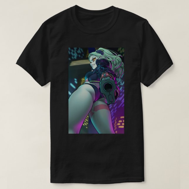 E:\AnhgocUpZZ\Rebecca Edgerunners Cyberpunk waifu  T-Shirt (Design Front)