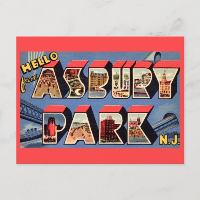e Asbury Park NJ Greeting Postcard (Front)