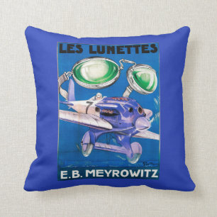 E.B. Meyrowitz Flying Goggles Advertisement Throw Pillow