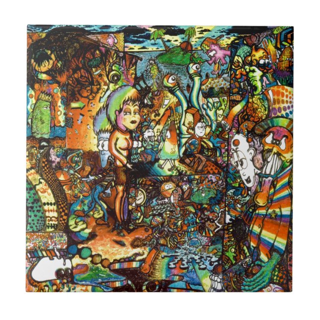 E Bent Psychedelic Art Tile (Front)