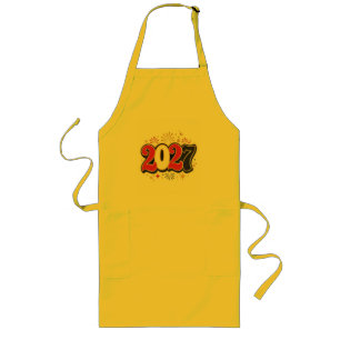 e  Cheers to 2027 New Year Celebration Modern Retr Long Apron