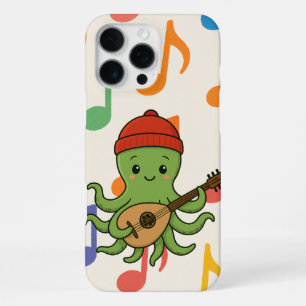 e: Cute Green Octopus Playing Oud with Red Hat iPhone 16 Pro Max Case