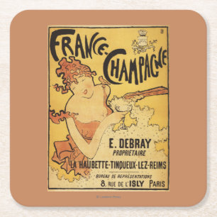 E. Debray Champagne Advertisement Poster Square Paper Coaster