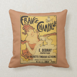 E. Debray Champagne Advertisement Poster Throw Pillow