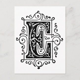 E Decorative Letter Postcard
