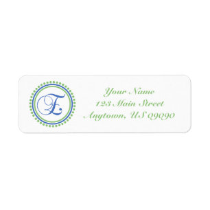 E Dot Circle Mongram Address Label (Mint / Blue)