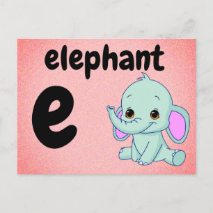 e - elephant flash card