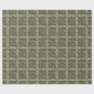 E - Embossed Vintage Monogram (Gold) Wrapping Paper