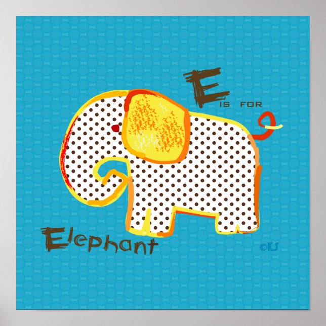 'E est pour l'éléphant ' impression de peinture nu (Devant)