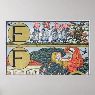 E-F,from an Alphabet based on Nursery Rhymes Poster
