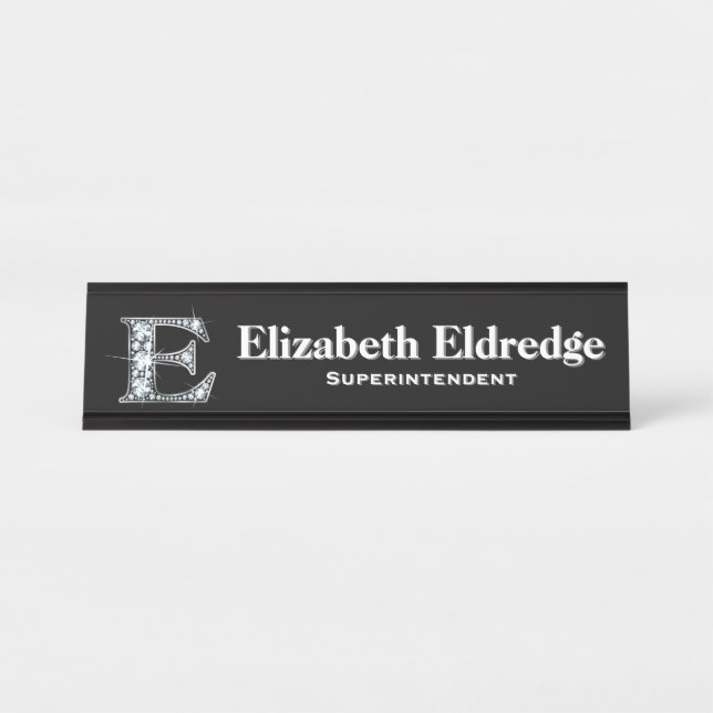 E Faux Diamond Desk Nameplate (Front)