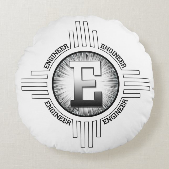E For ENGINEER Round Pillow (Front)