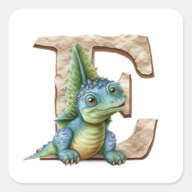 E for Exploration: Dino’s Alphabet Journey Square Sticker (Front)