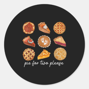 E For Two Please Thanksgiving Fall Pregnancy Annou Classic Round Sticker