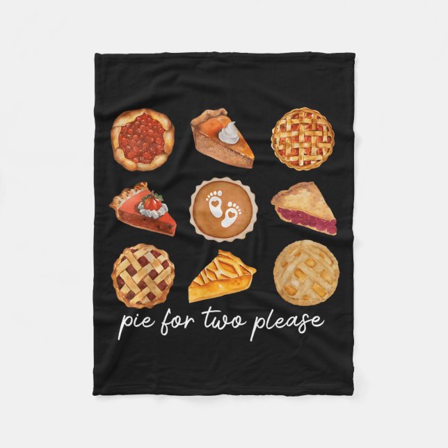 E For Two Please Thanksgiving Fall Pregnancy Annou Fleece Blanket (Front)