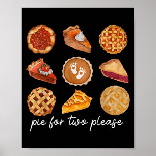 E For Two Please Thanksgiving Fall Pregnancy Annou Poster