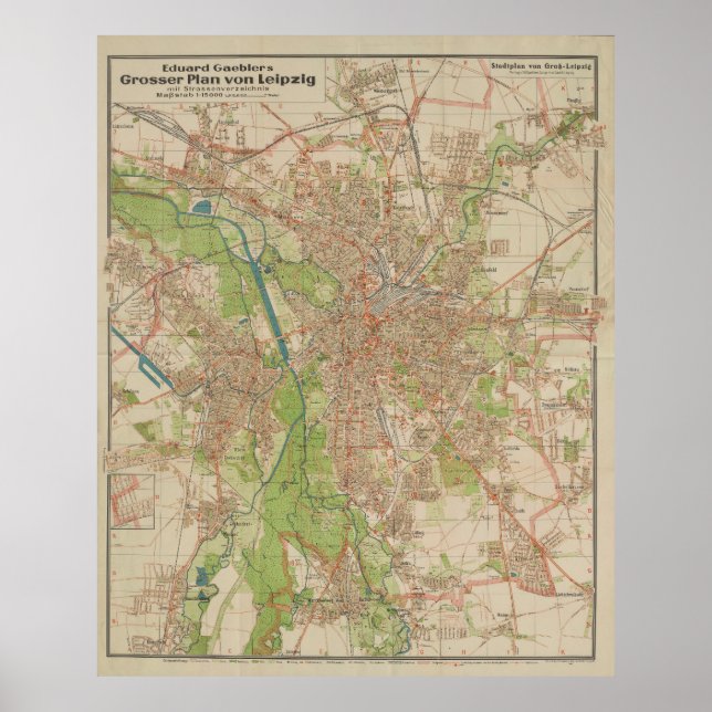 E. Gaebler’s Grosser Plan von Leipzig (1943) Poster (Front)
