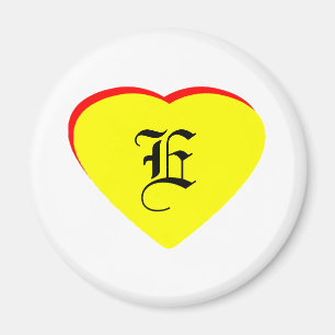 "E" Heart Yellow Red Wedding Invitation The MUSEUM Magnet