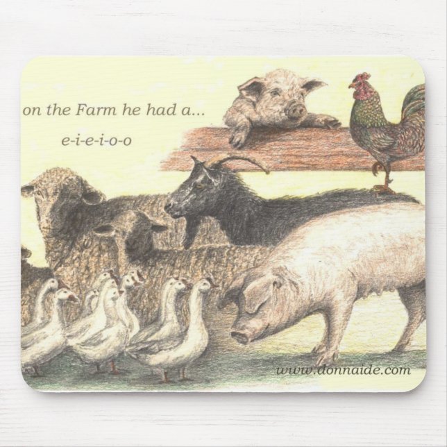 e-i-e-i-o-o Farm Animals Mousepad (Front)