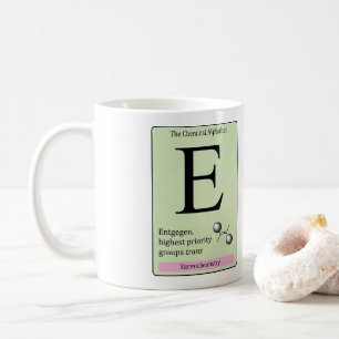E initial chemical alphabet mug