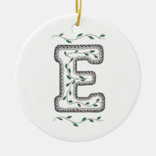 E Initial Christmas Tree Ornament