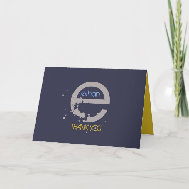 E Initial Collection Bar Mitzvah Carte de remercie (Devant)
