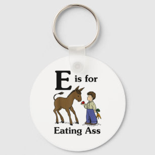 E Is For Eating Funny Sarcasm - Vintage Boy With Keychain