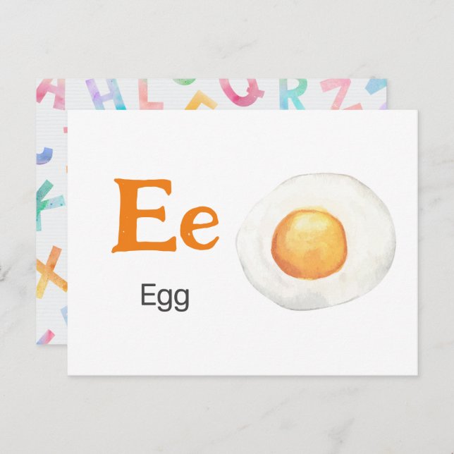 E is for Egg - Alphabet Flash Card (Front/Back)
