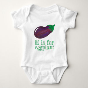 E is for EGGPLANT Purple Aubergine Vegetable ABCs Baby Bodysuit