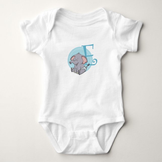 E is for Elephant Baby Bodysuit (Front)
