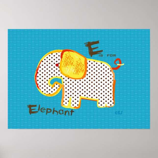 'E is for elephant ' digital painting poster (Front)