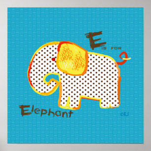 'E is for elephant ' digital painting print
