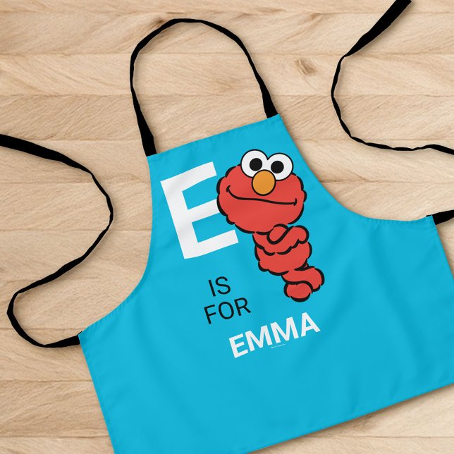 E is for Elmo | Add Your Name Apron (Apron on counter)
