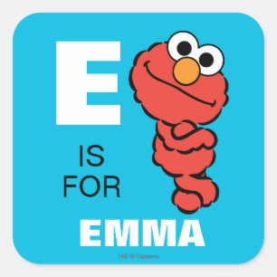 E is for Elmo   Add Your Name Square Sticker