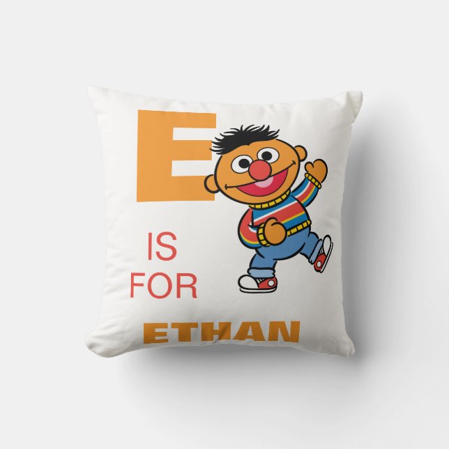 E is for Ernie | Add Your Name Throw Pillow (Front)