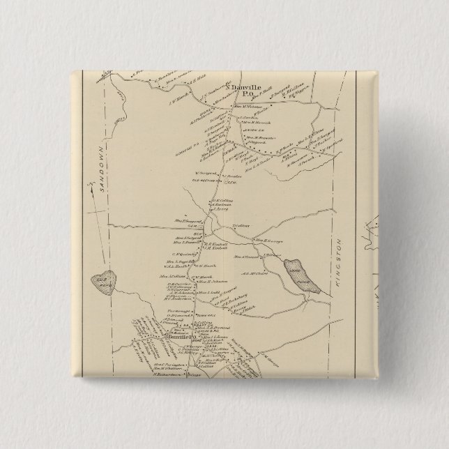 E Kingston, Danville, Hampstead 2 Inch Square Button (Front)