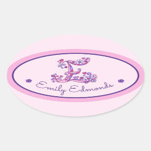E letter monogram custom name id pink stickers