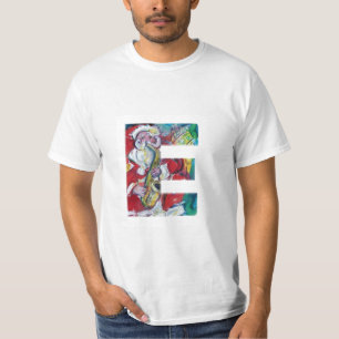 E LETTER /SANTA AND SAX, CHRISTMAS PARTY MONOGRAM T-Shirt