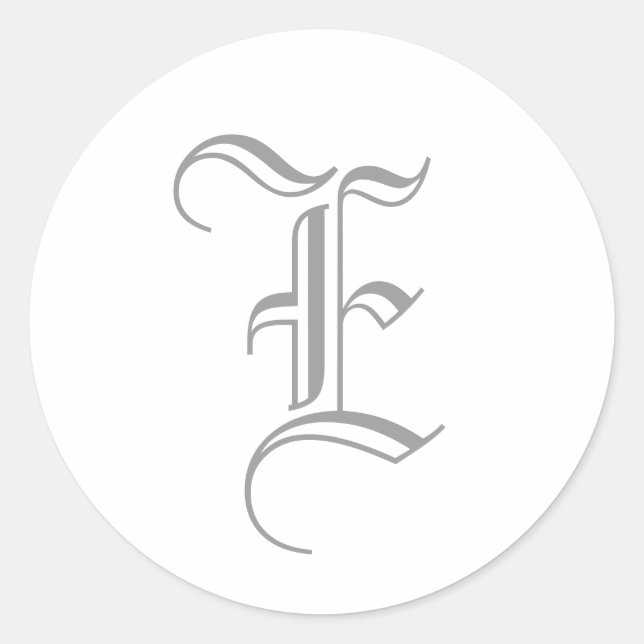 E Lettre Monogram Sticker Grey Vieux anglais (Devant)