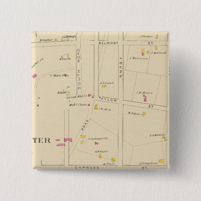 E Manchester, Bakerville, Ward 6 2 Inch Square Button (Front)